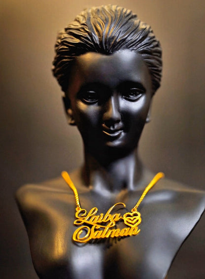Custom Gold Heart-Shaped Necklace with Personalized Name