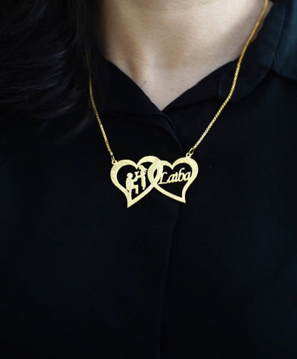 Custom Heart-Shaped Necklace with Names - Gold Plated Personalized Jewelry for Couples