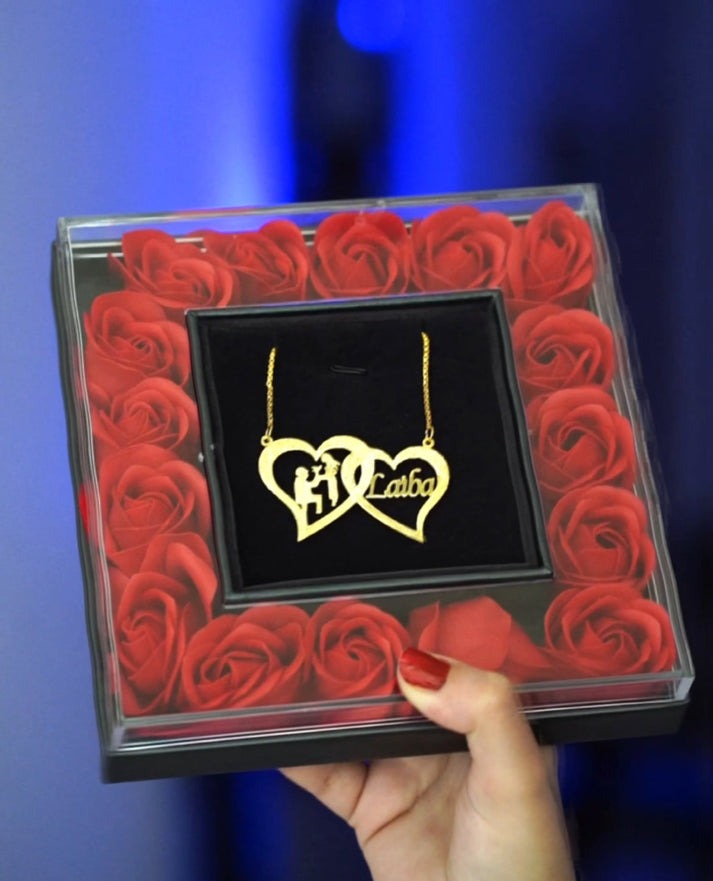 Custom Heart-Shaped Necklace with Names - Gold Plated Personalized Jewelry for Couples