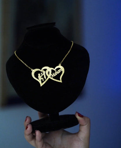 Custom Heart-Shaped Necklace with Names - Gold Plated Personalized Jewelry for Couples