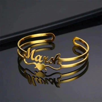 Custom Name Bangle for Women – Personalized Open Cuff Bracelet