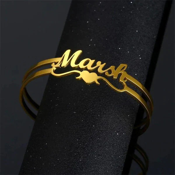 Custom Name Bangle for Women – Personalized Open Cuff Bracelet