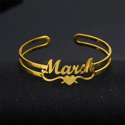 Custom Name Bangle for Women – Personalized Open Cuff Bracelet