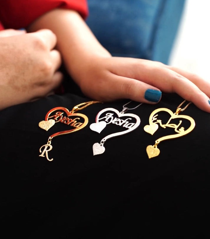 Custom Name Necklace for Women – Heart Accent Personalized Jewelry