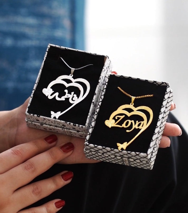 Custom Name Necklace for Women – Heart Accent Personalized Jewelry