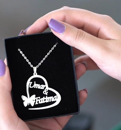 Personalized Heart-Shaped Necklace with Custom Names - Gold and Silver Options