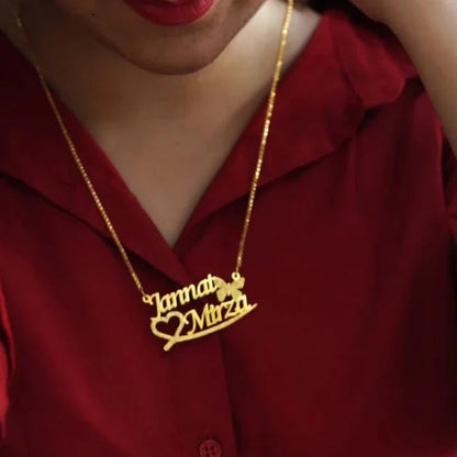 Personalized Name Necklace with Heart & Butterfly – Custom Jewelry for Women