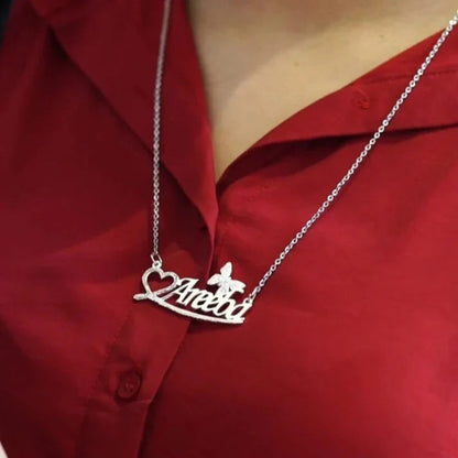 Personalized Name Necklace with Heart & Butterfly – Custom Jewelry for Women